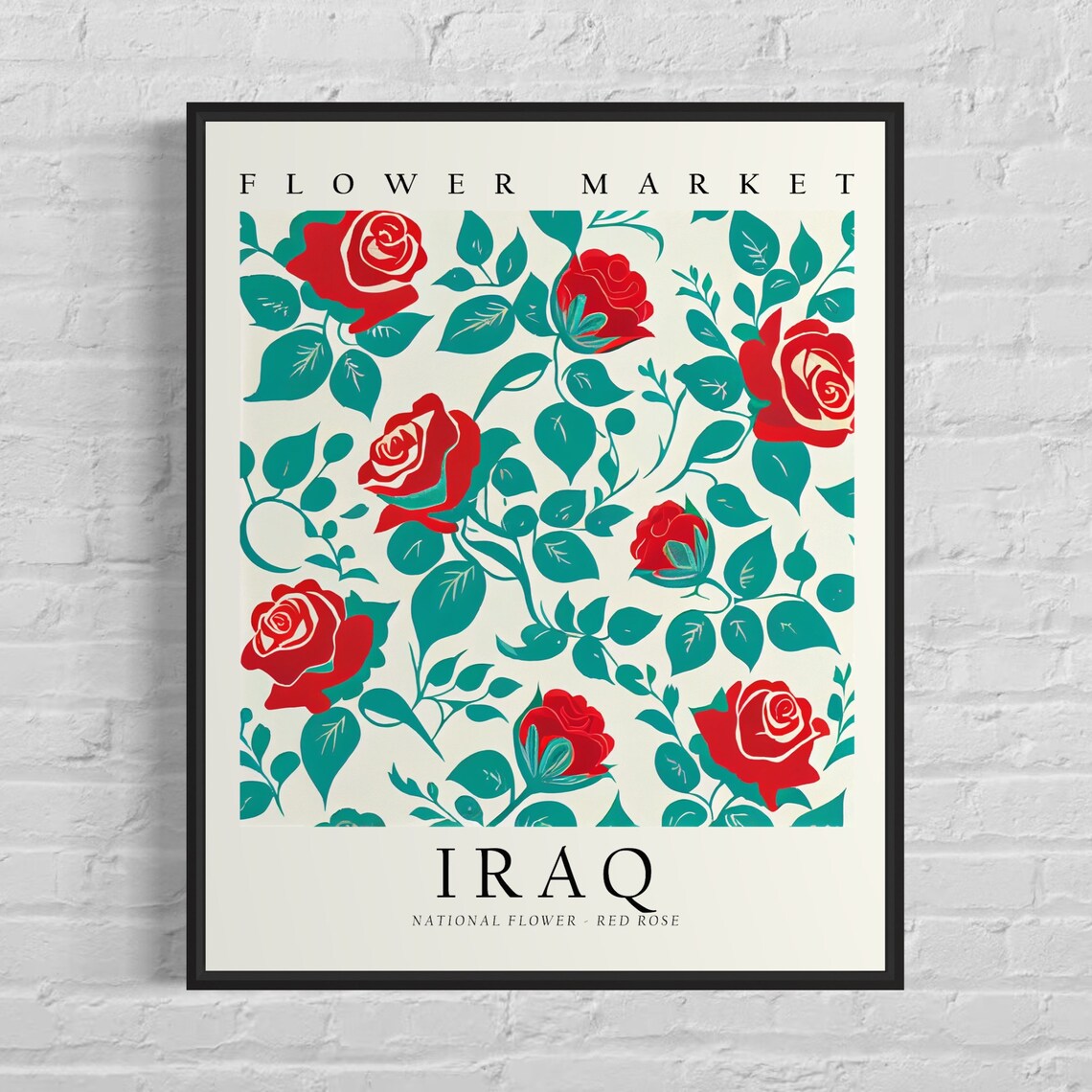 Iraq National Flower Red Rose 1960s Art Print