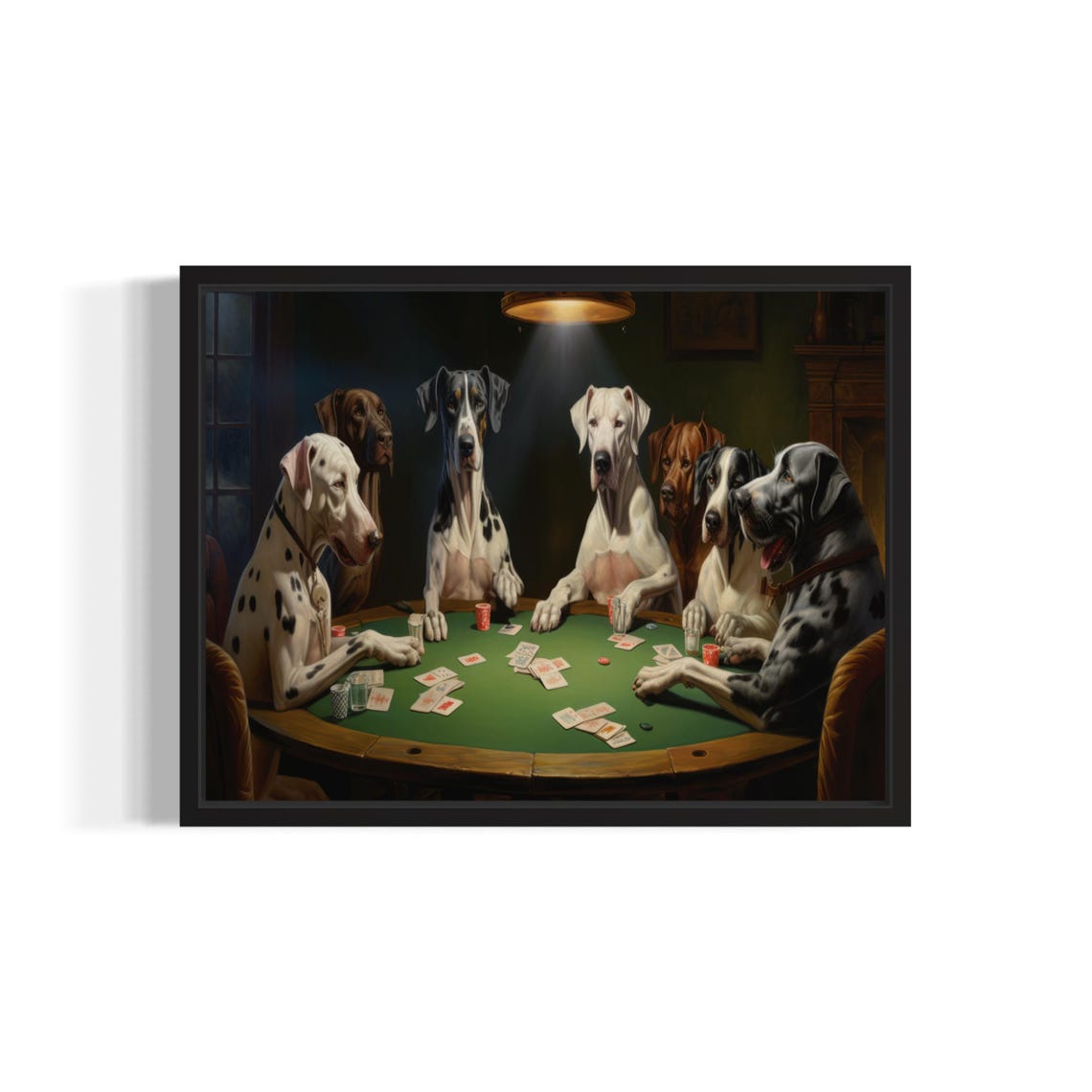 Great Danes Playing Poker Card Table Dog Oil Painting Humor Poster