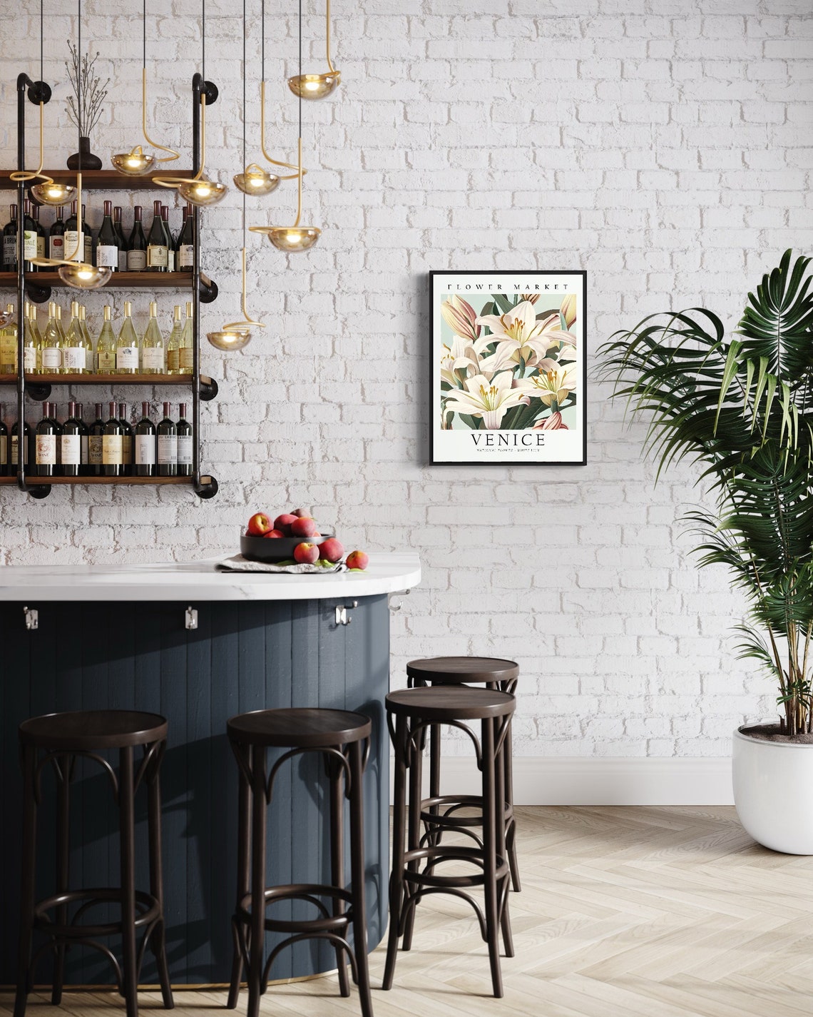 Venice Italy White Lily Flower Market Botanical Illustration Art Print - Image 3
