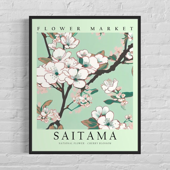 Saitama Japan Flower Market Art Print Cherry Blossom Flower Wall Art Poster
