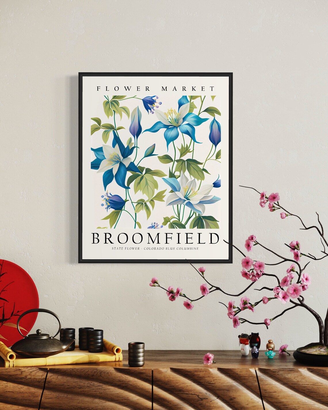 Broomfield Colorado Flower Market Blue Columbine Mountain Poster - Image 2