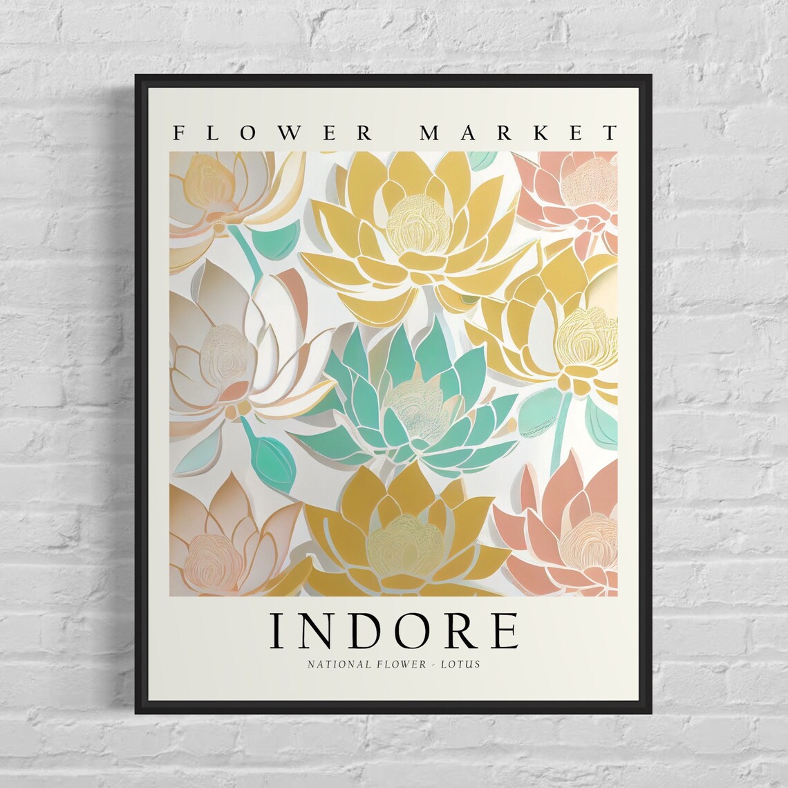 Indore Lotus Flower Market Botanical City Travel Decor Poster