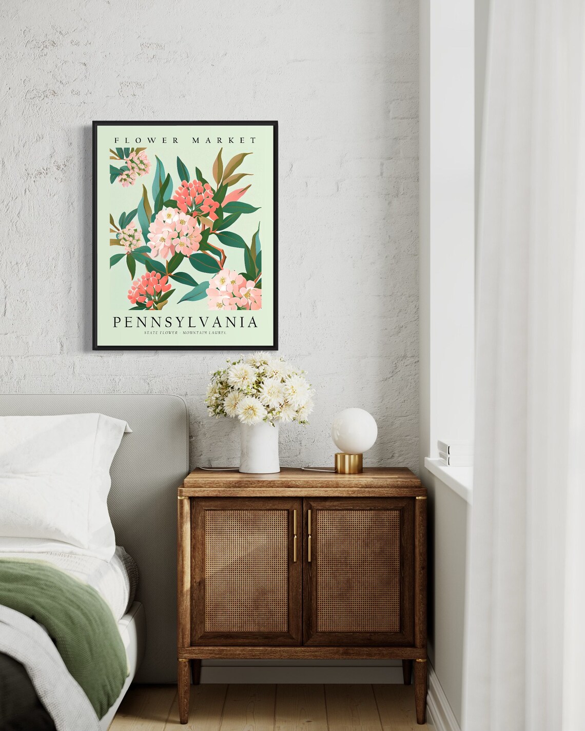 Mountain Laurel Neutral Botanical Art Print, Pennsylvania - Image 3