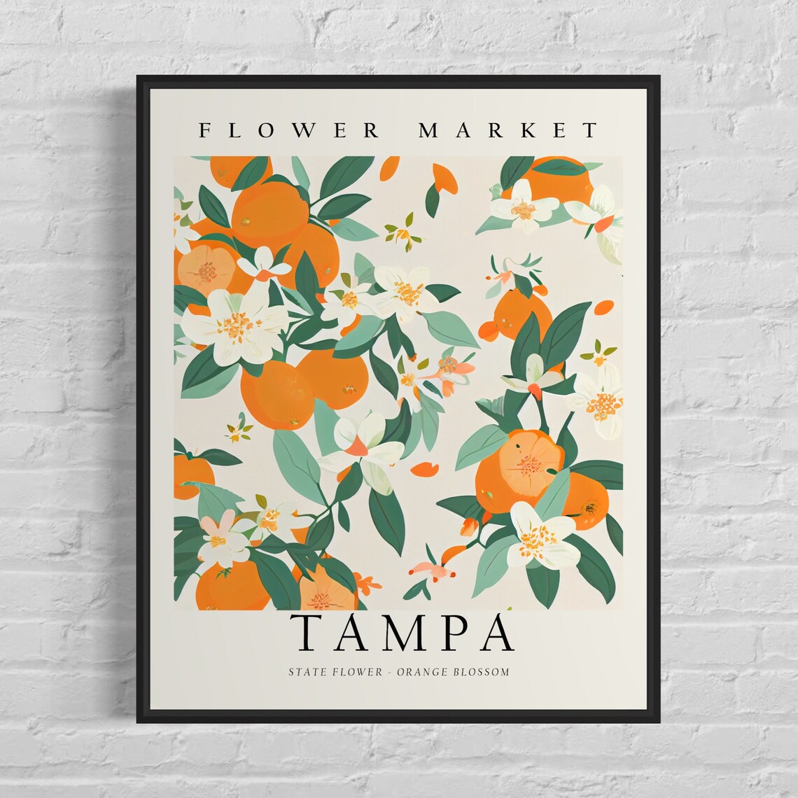 Tampa Florida Flower Market, Botanical Travel Poster