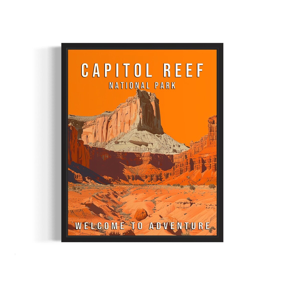 Capitol Reef National Park Utah Red Rock Monoliths Sunset Travel Poster