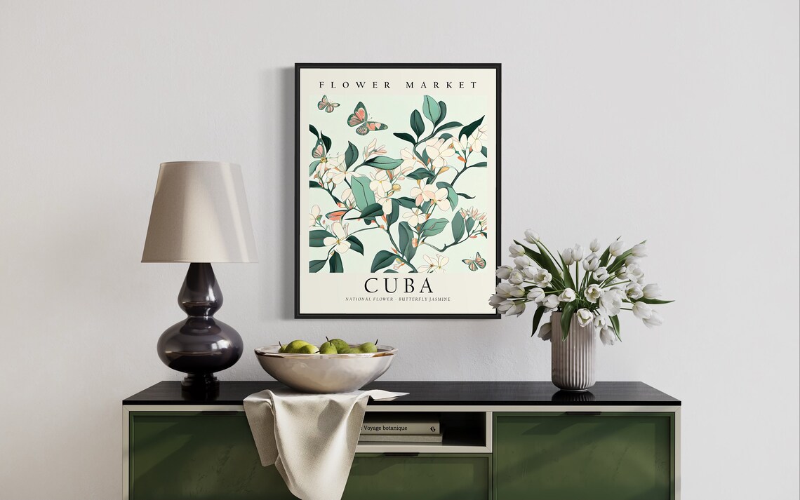 Cuba Flower Market Butterfly Jasmine Art Print - Image 2