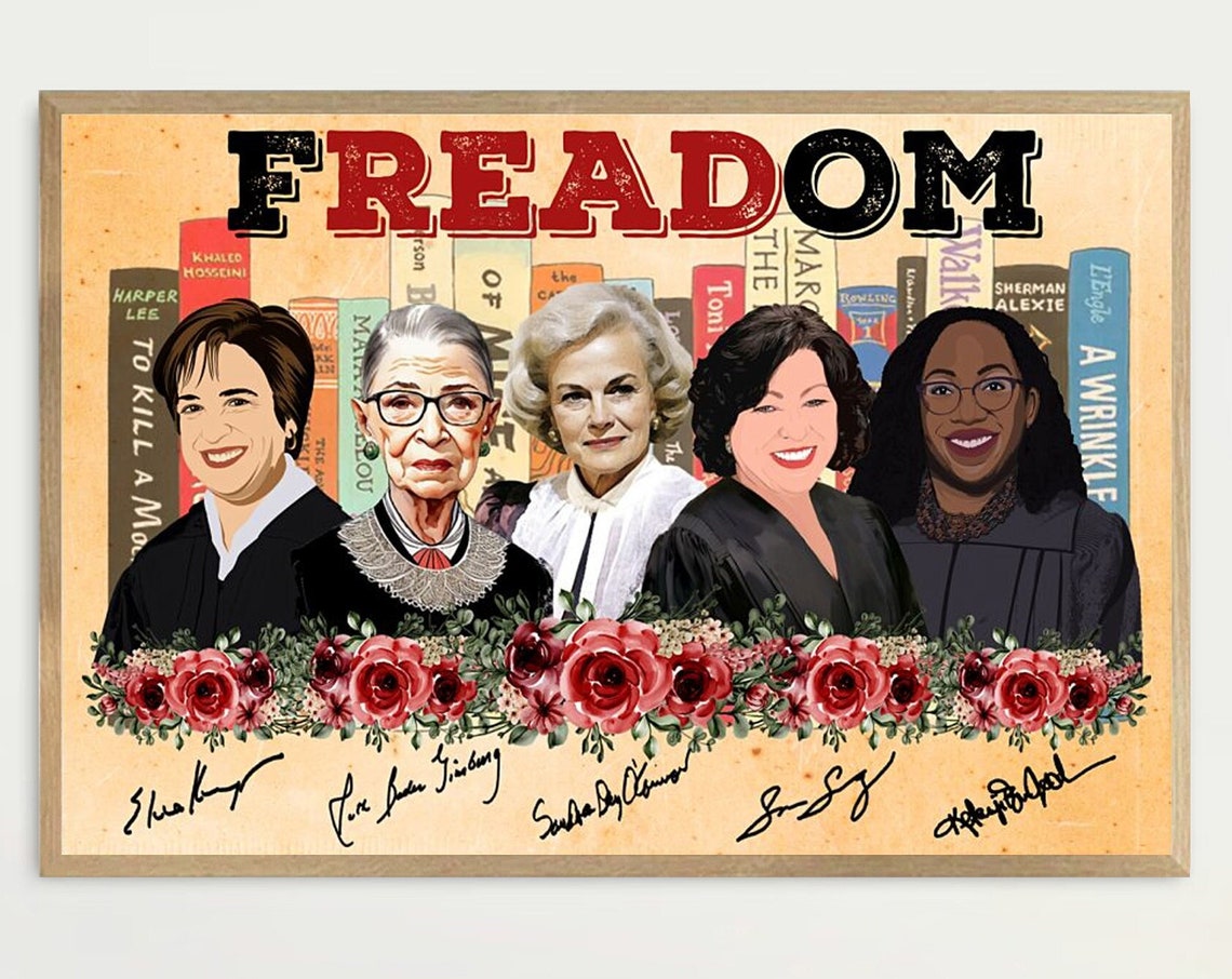 Freadom Five Women Supreme Court Justices Portraits Floral Poster