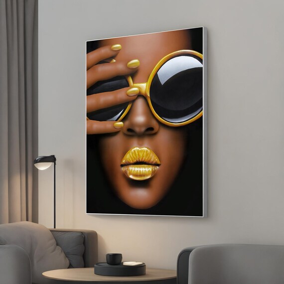 Female Face With Golden Makeup Canvas Painting Fashion Art Luxury Home Decor Stylish Wall
