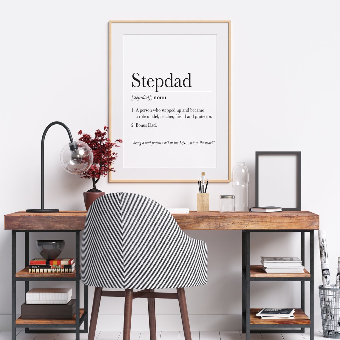 Stepdad Definition Bonus Dad Dictionary Style Gift Quote Poster - Image 2