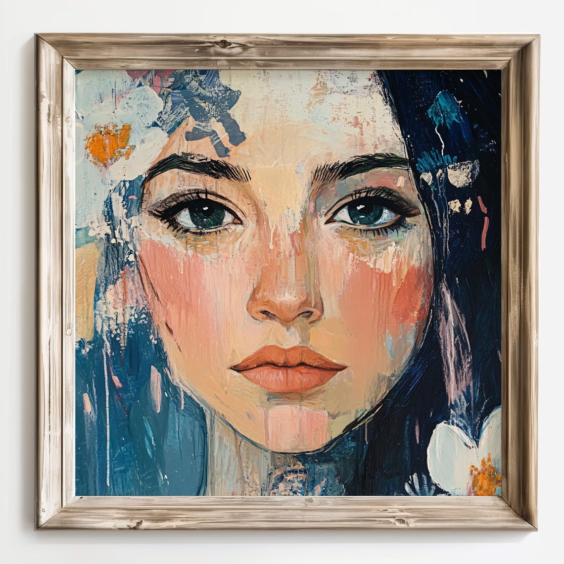 Boho Girl With Flowers Colorful Modern Female Portrait Scene Poster - Image 2