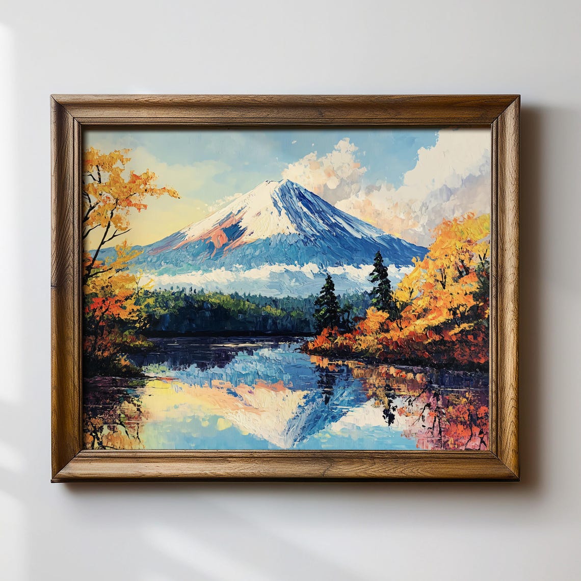 Mount Fuji Autumn Foliage Snow Capped Lake Reflection Scene Poster - Image 4