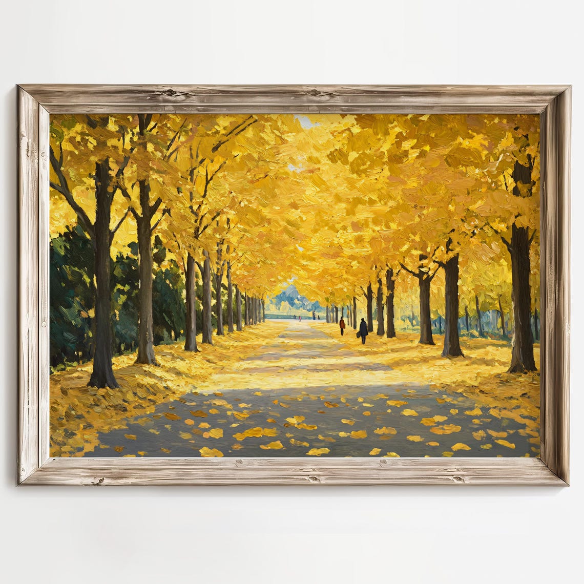 Autumn Avenue of Gold Trees Carpeted in Fallen Leaves Poster - Image 2