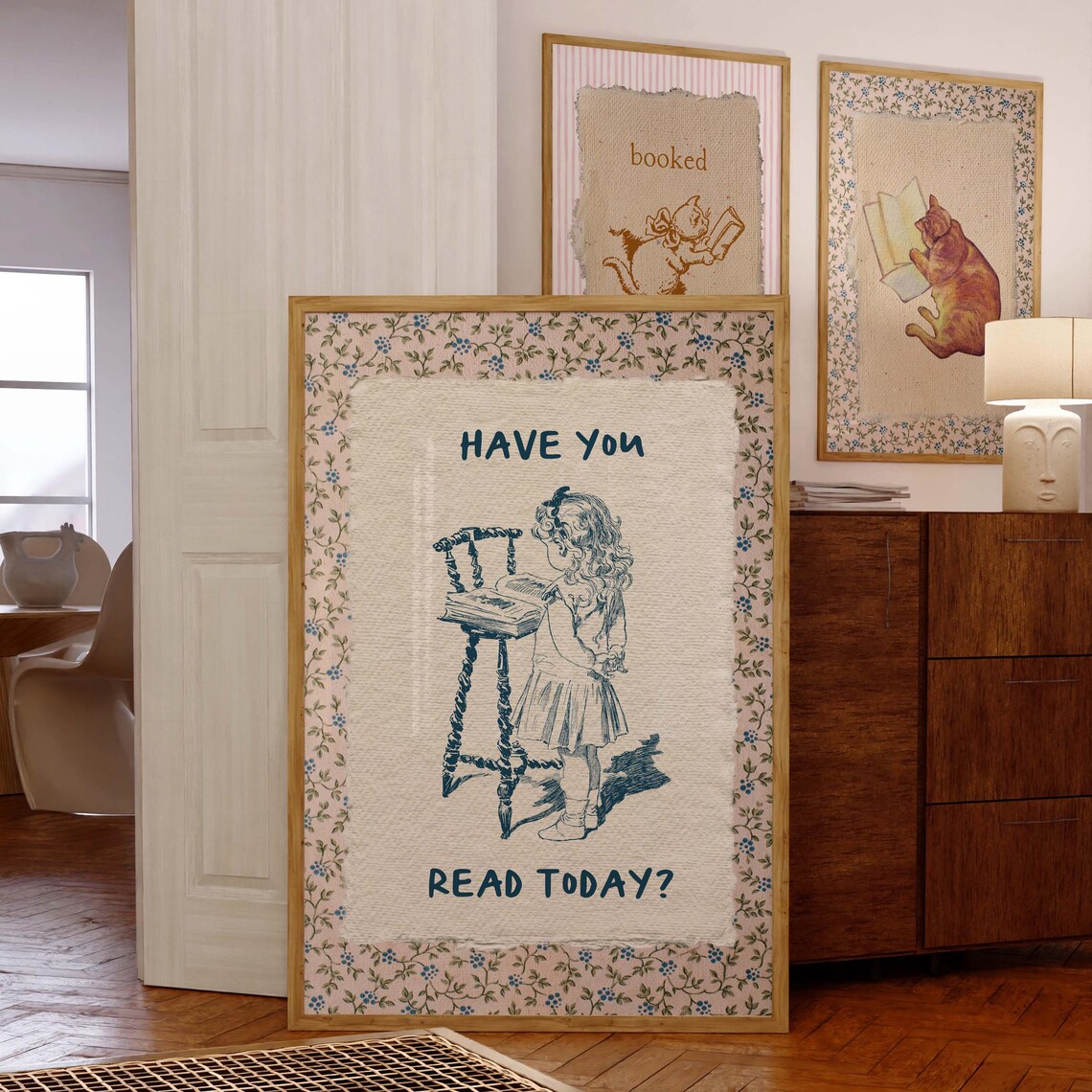 Have You Read Today Girl Reader Floral Border Nursery Art Poster - Image 5