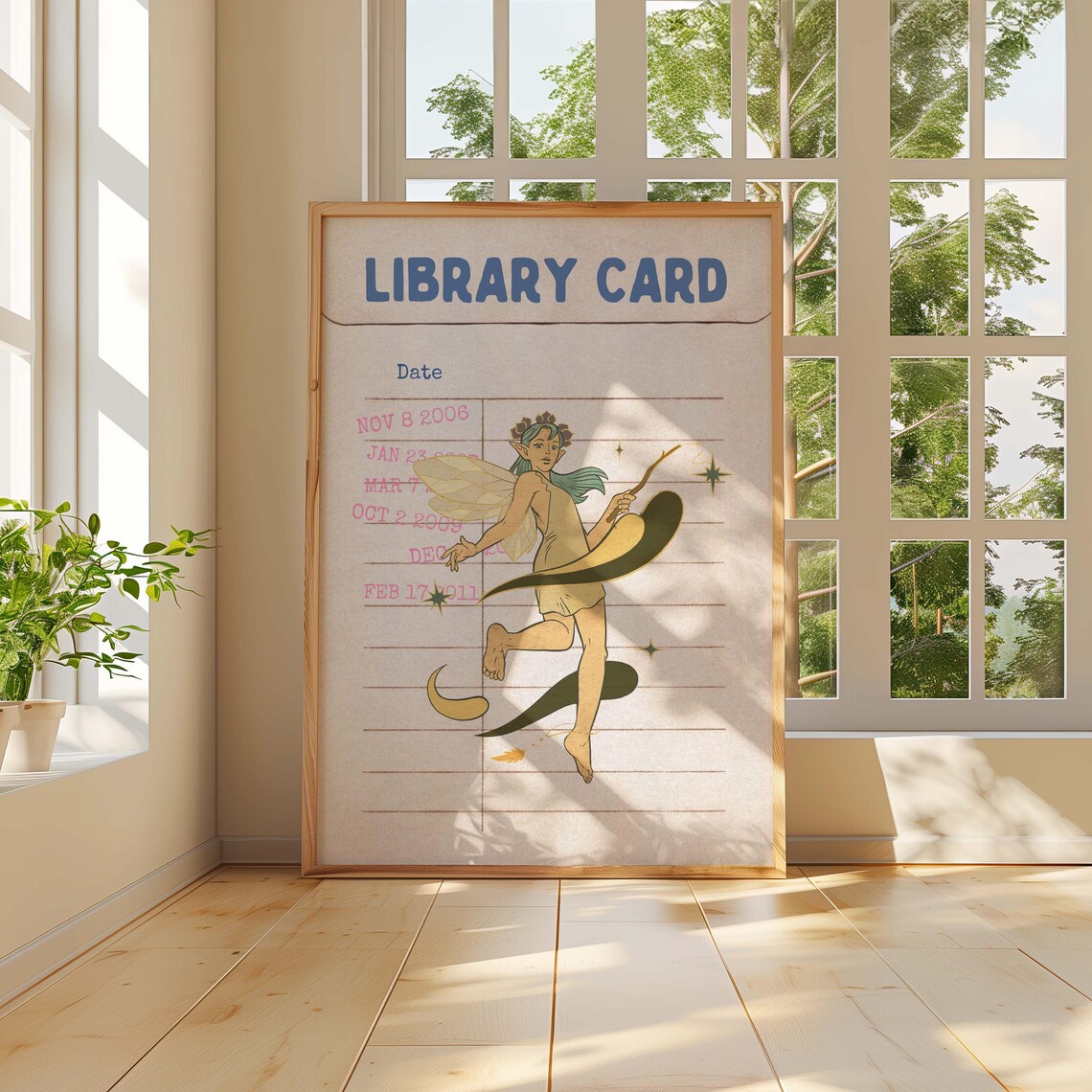 Fairy Art Print, Retro Library Card Poster - Image 3