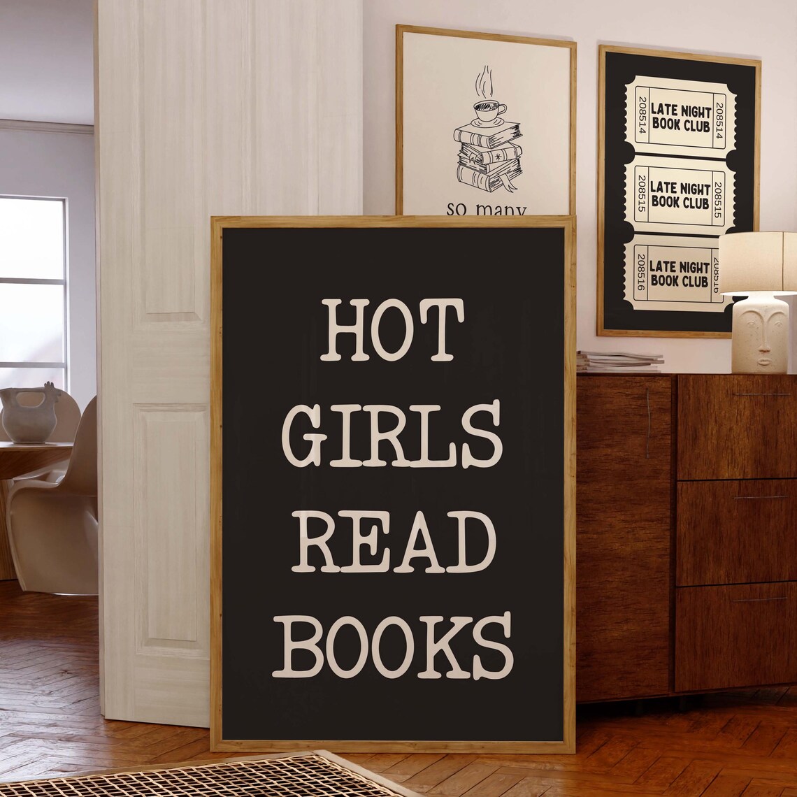 Hot Girls Read Books, Minimalist Bookish Art
