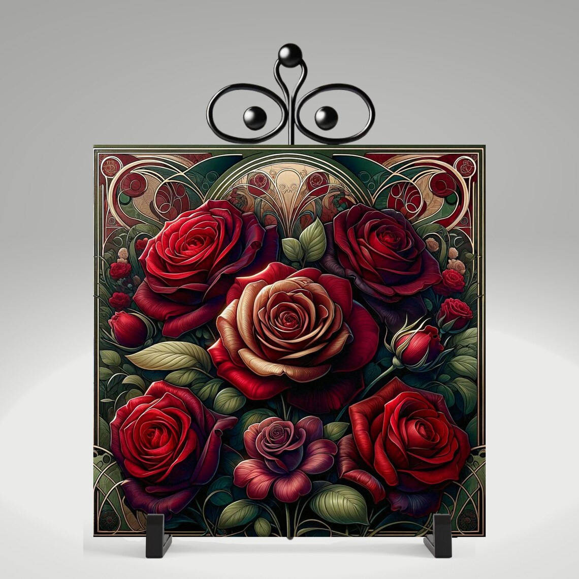 Red Roses Art Nouveau Floral Wall Art Print, Kitchen - Image 4
