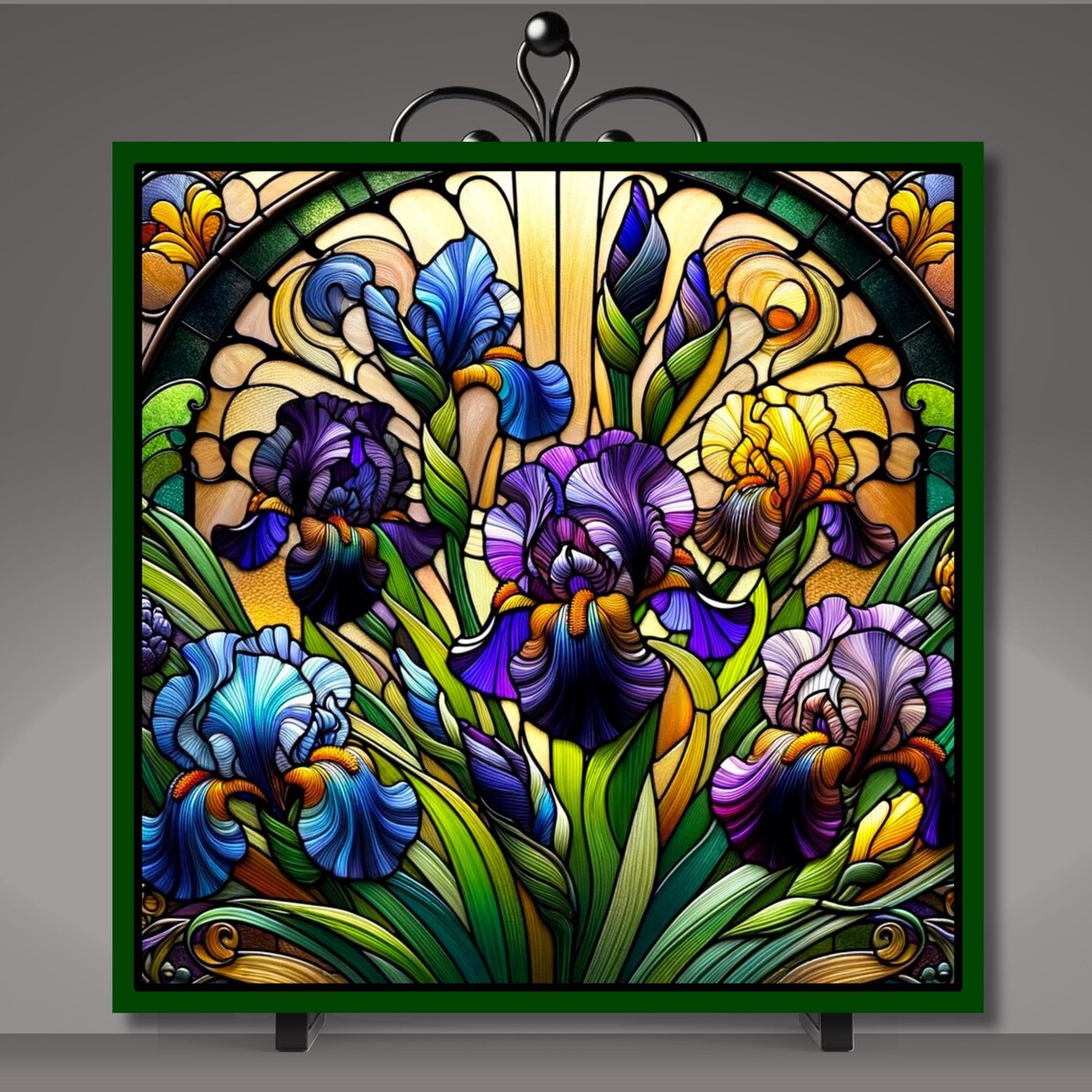 Stained Glass Iris Floral Art Print, Botanical Decor - Image 5