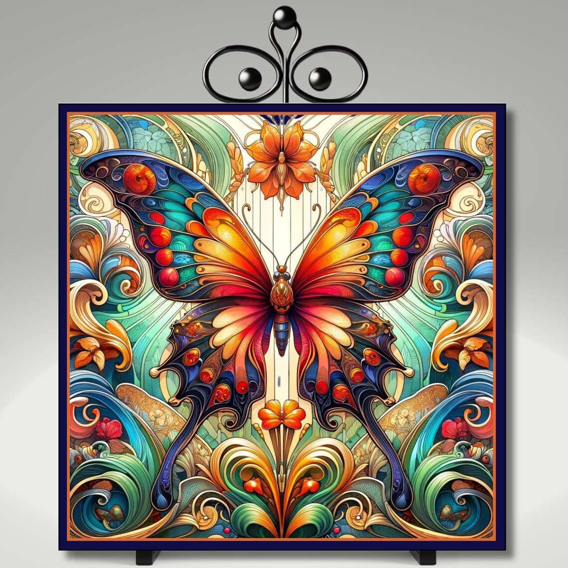 Colorful Butterfly Art Nouveau Wall Art Print - Image 5