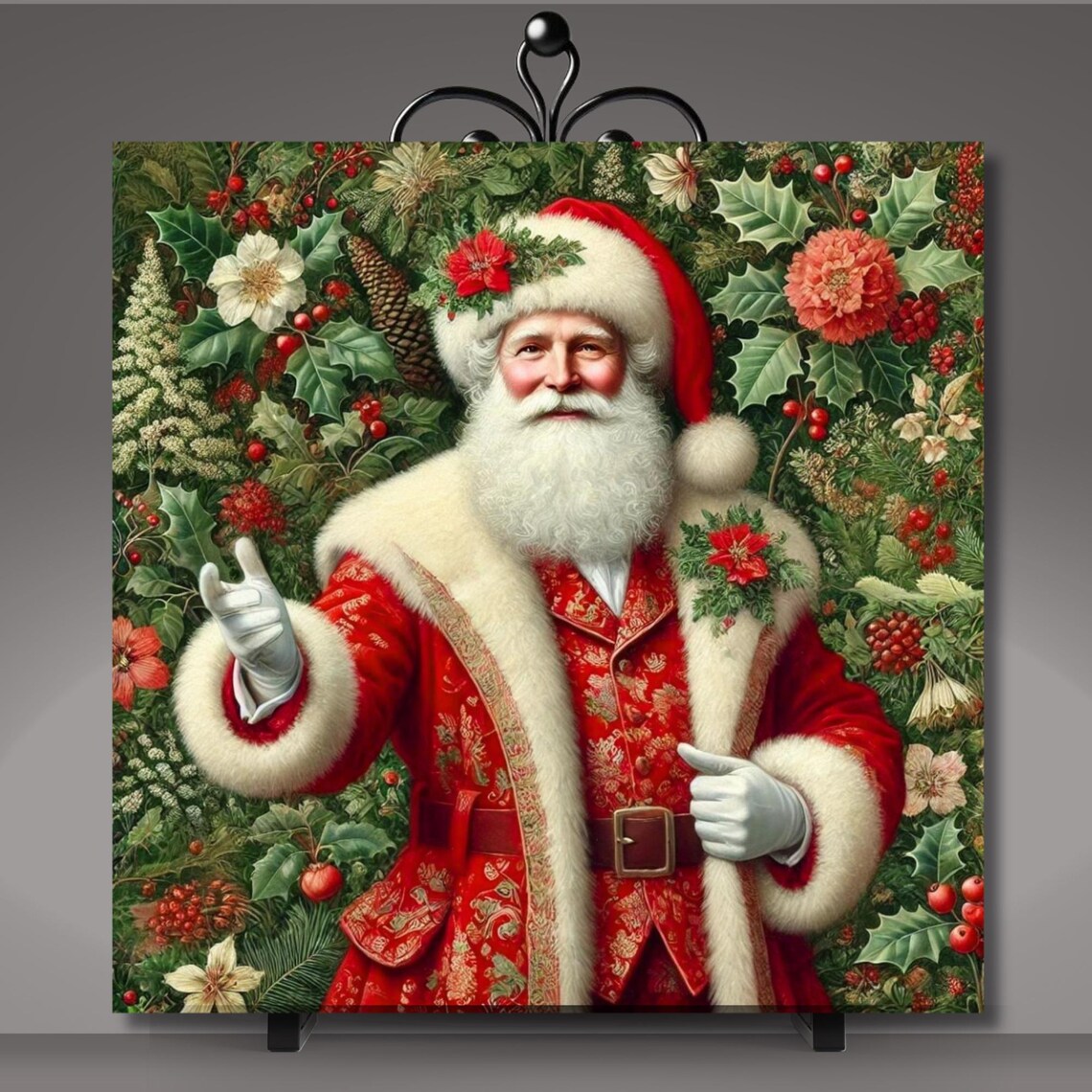 William Morris-Inspired Santa Claus Art Print - Image 5