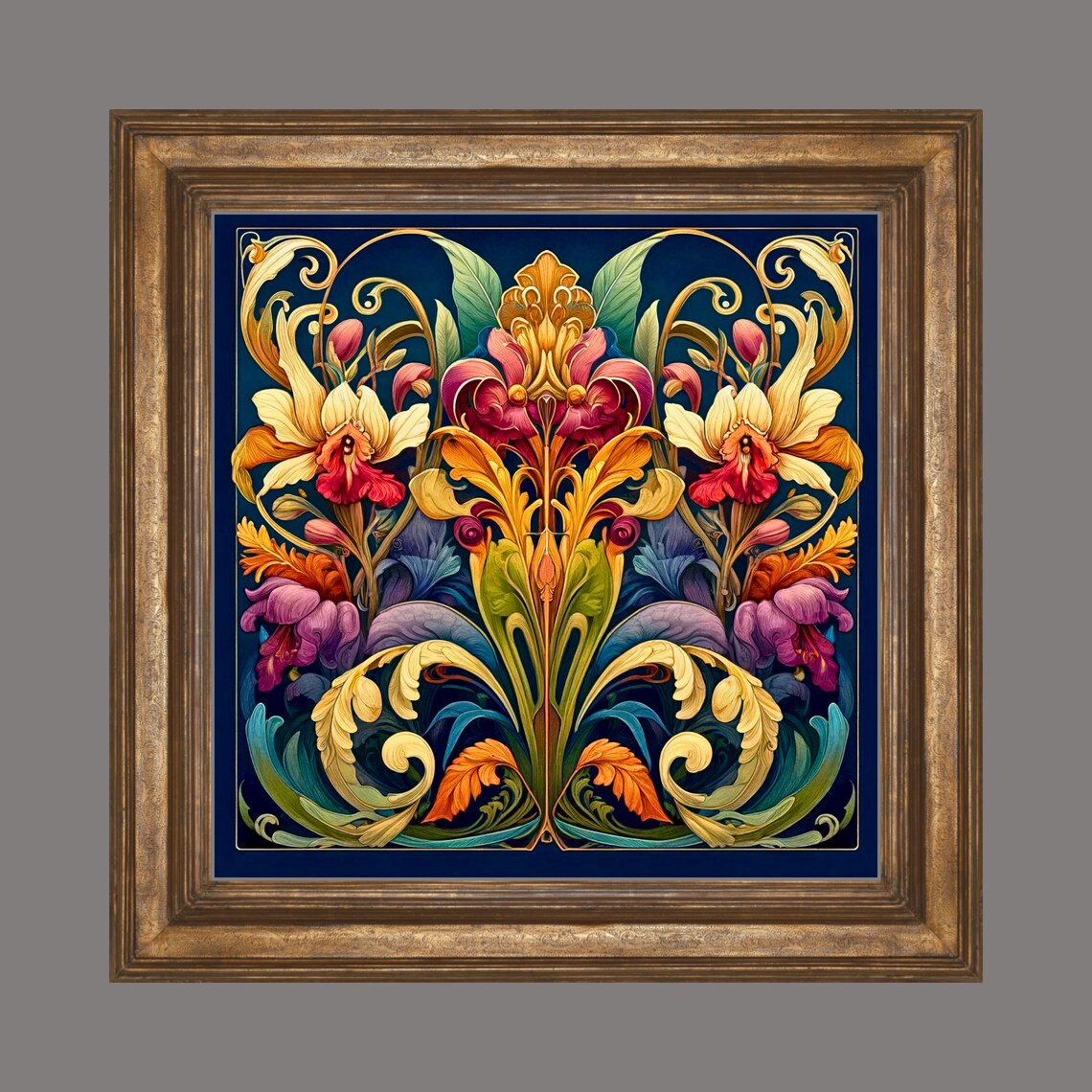 Art Nouveau Ceramic Tile Art Print, Vintage Accent - Image 3