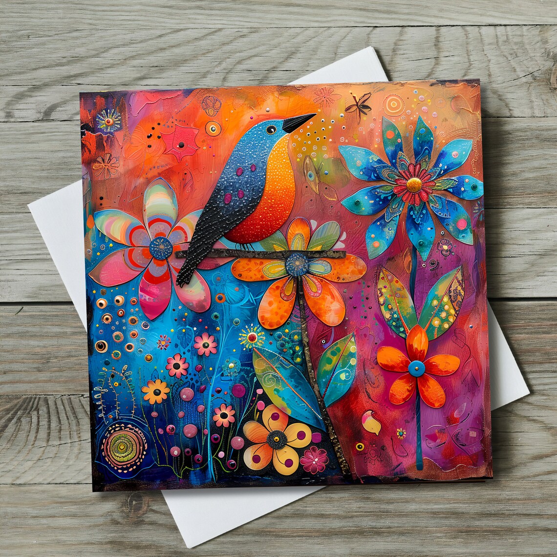 Songbird Folk Art Expressionism Wildlife Art Print - Image 3