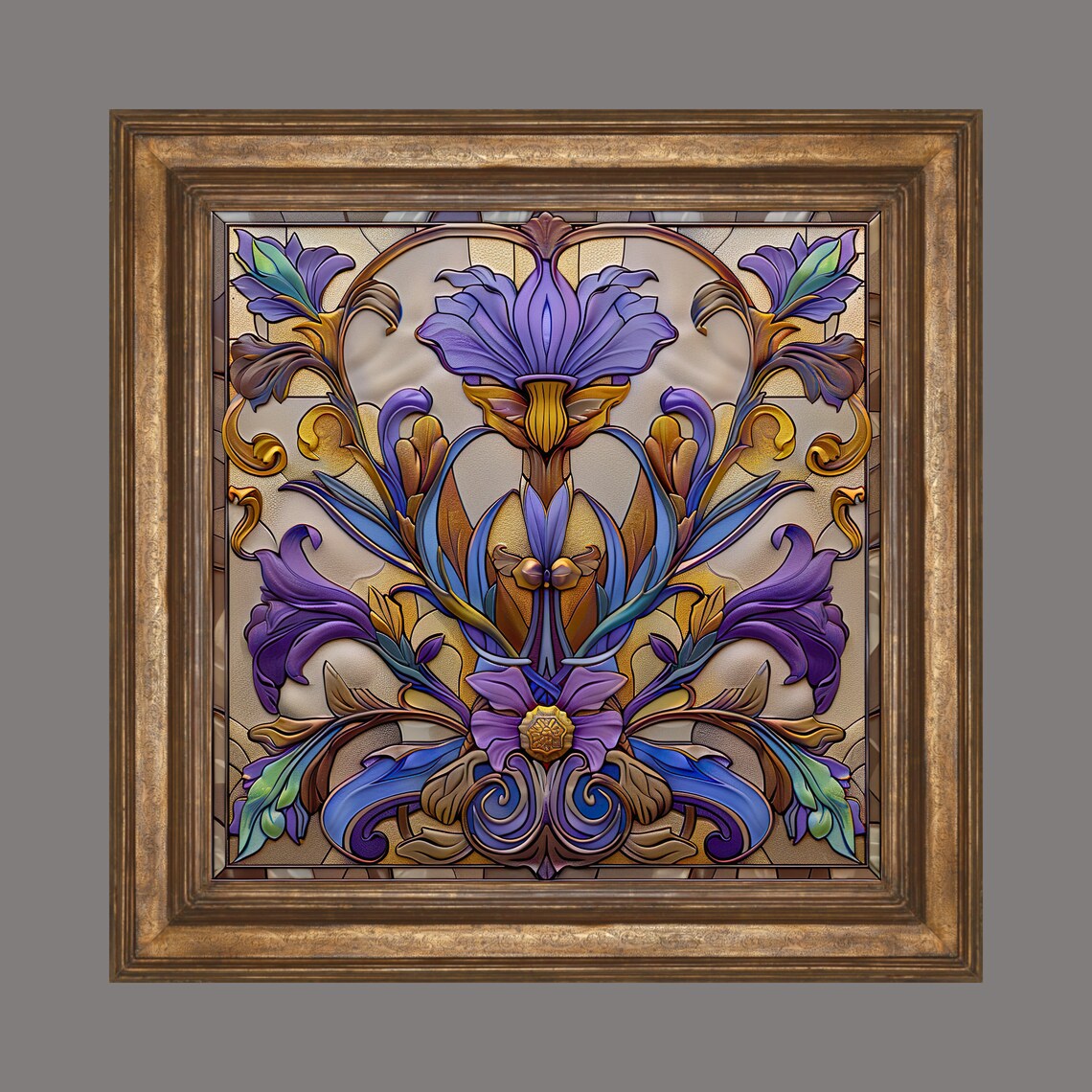 Purple Floral Art Nouveau Vintage Inspired Art Print - Image 3