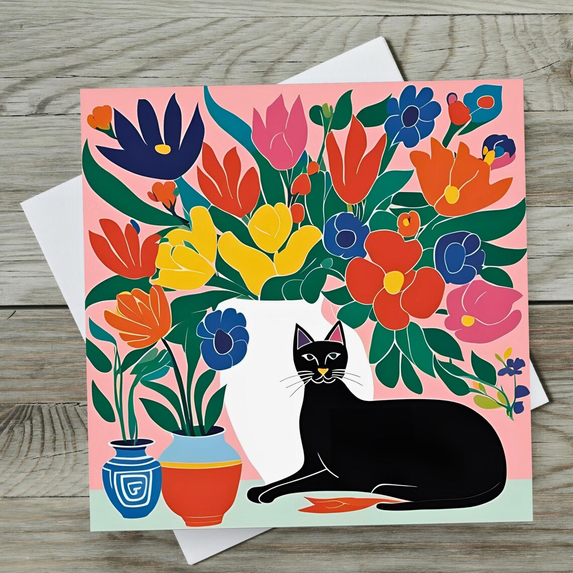 Matisse-Inspired Black Cat Modern Wall Art Print - Image 2