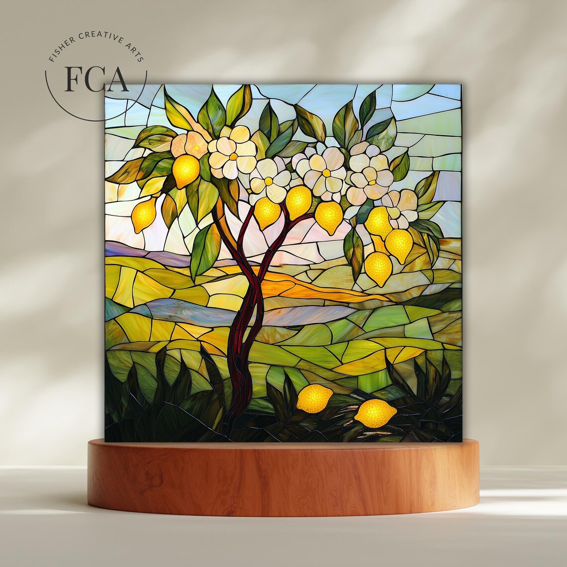 Stained Glass Lemon Tree, Amalfi Coast Wall Art Print - Image 3