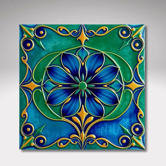 Art Nouveau Art Deco Ceramic Tile, Kitchen Wall Art Print