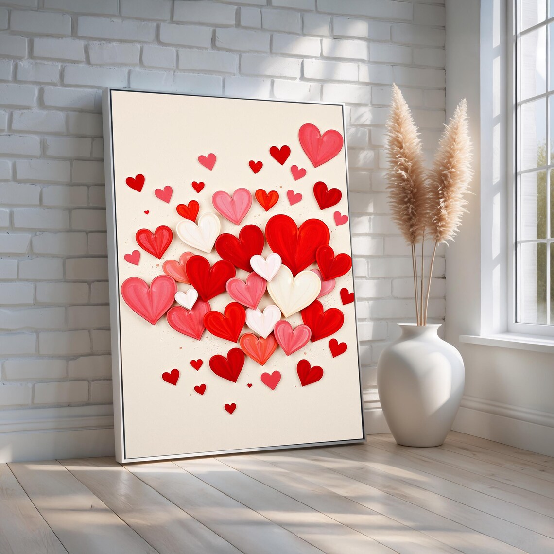 Valentine Hearts Art Print, Romantic Love Decor