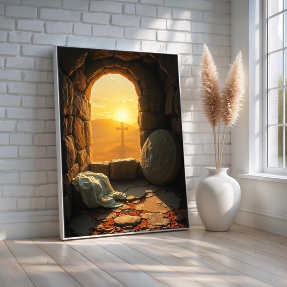 He Is Risen Empty Tomb Sunrise Resurrection Morning Faith Poster