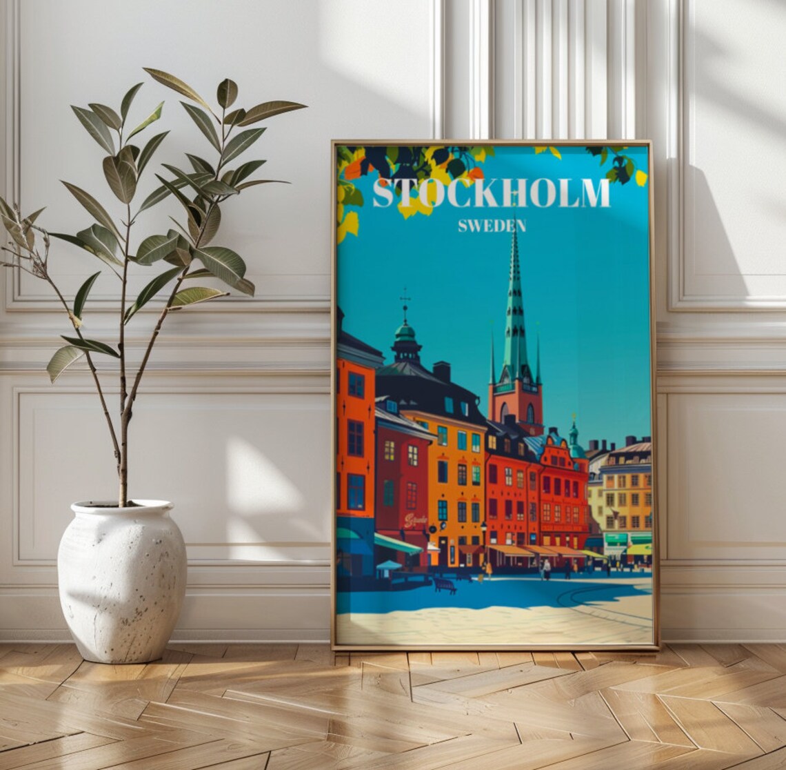 Gamla Stan Stockholm Vintage Travel Poster