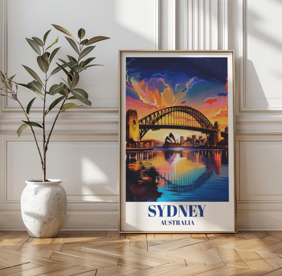 Sydney Harbour Bridge Art Print Australia Travel Poster