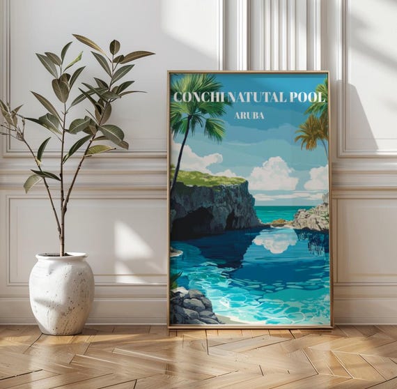 Conchi Natural Pool Aruba Poster Tropical Caribbean Wall Art