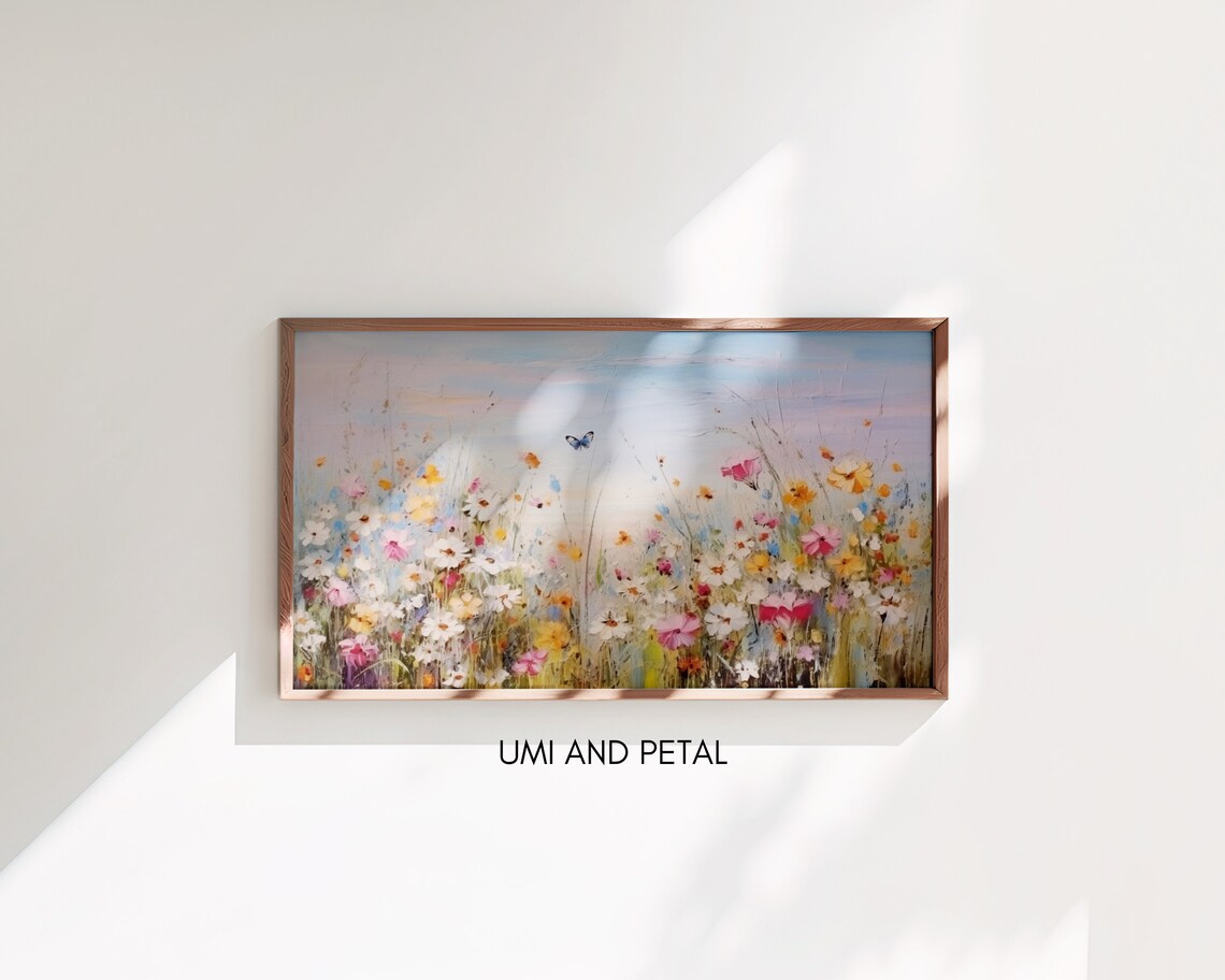 Wildflower Meadow Butterfly Colorful Spring Floral Oil Painting Poster - Image 3