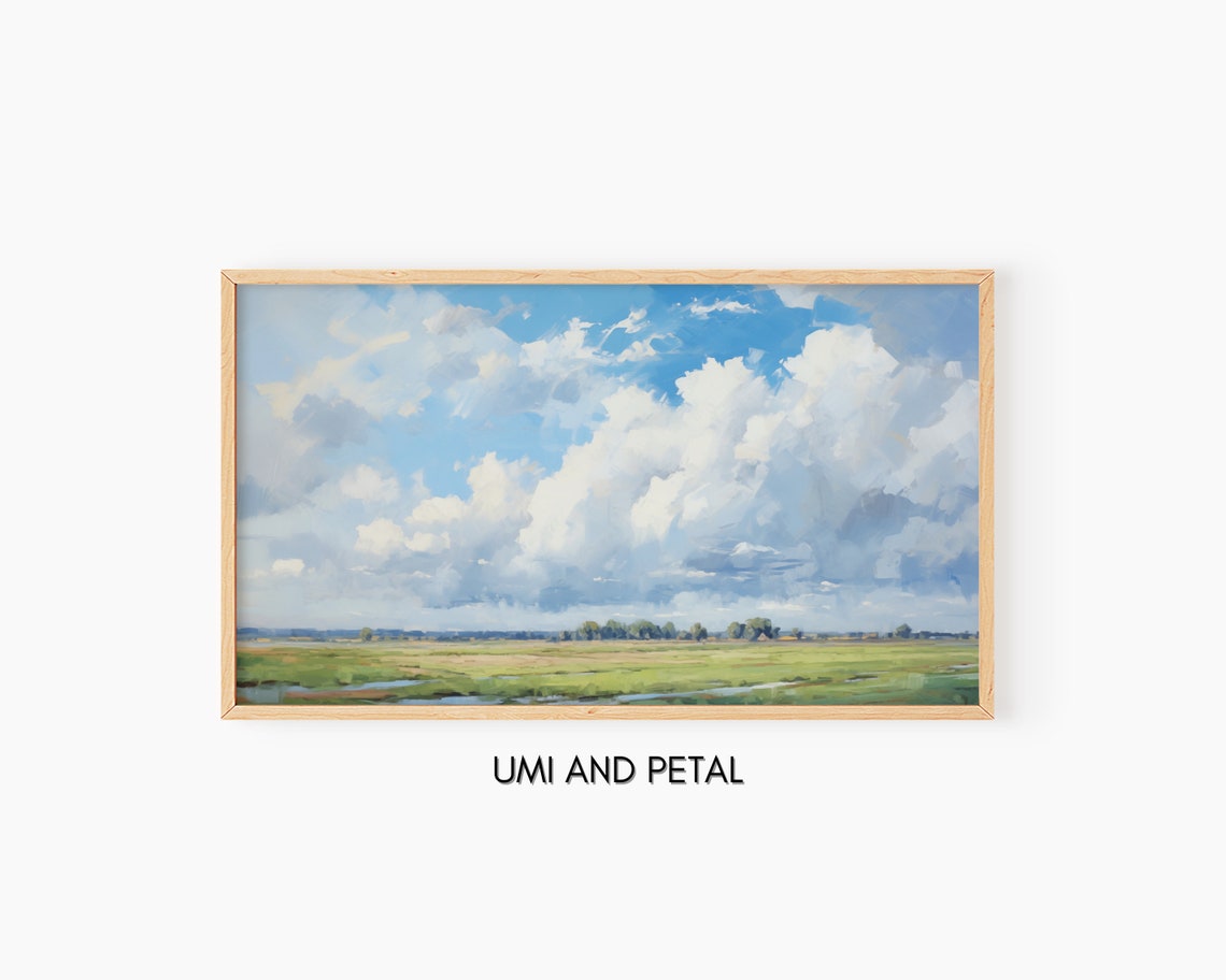 Summer Meadow White Cumulus Clouds Big Blue Sky Countryside Poster
