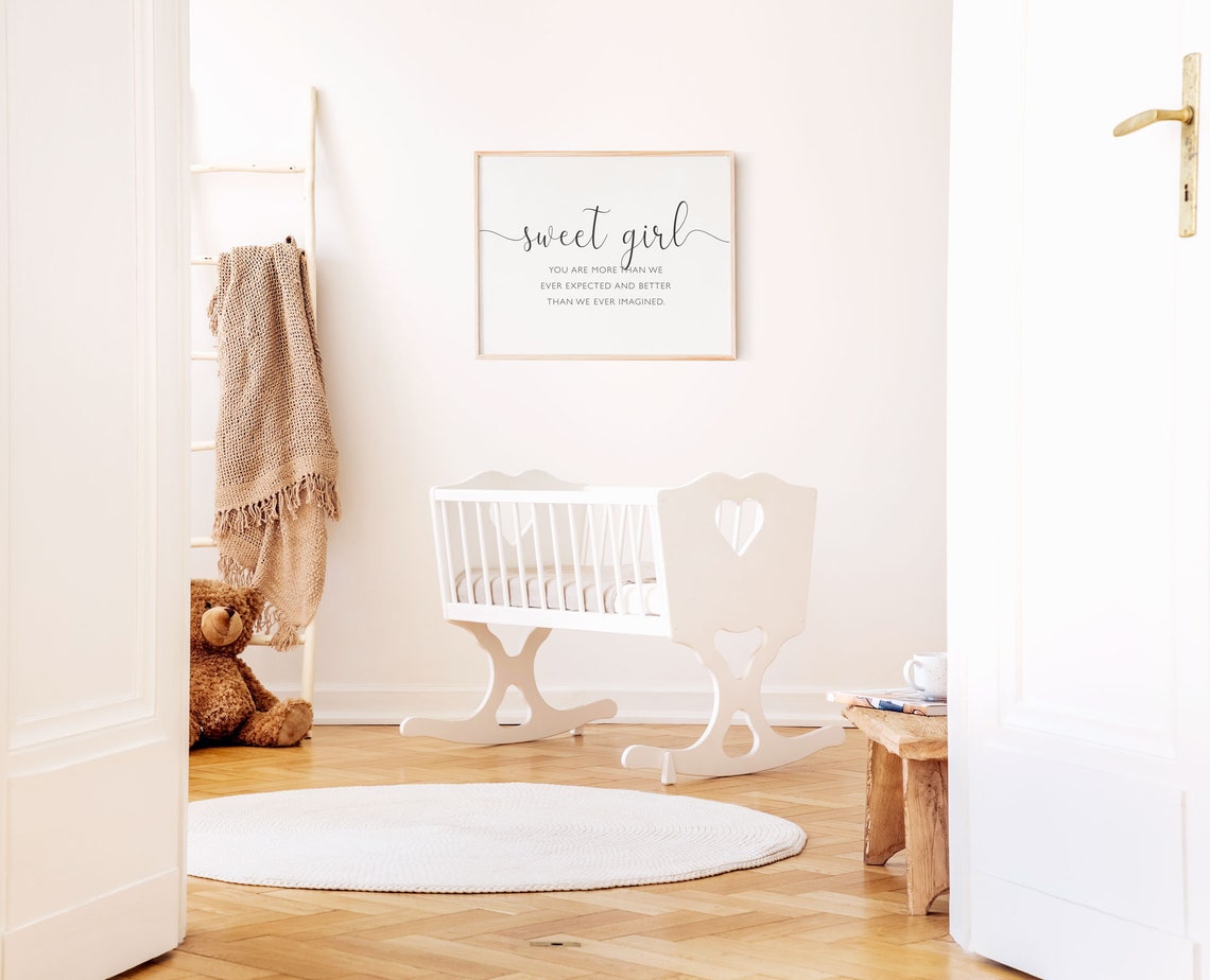 Girl Nursery Prints Sweet Girl Quote Nursery Wall Decor Boho Baby Girl Nursery Sign Nursery Bedroom Prints Above Crib Sign - Image 3