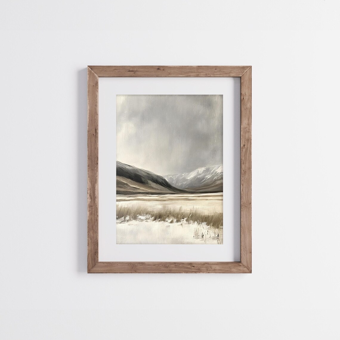 Muted Gray Winter Mountains Over Frozen Lake Abstract Tonal Landscape Poster - Image 5