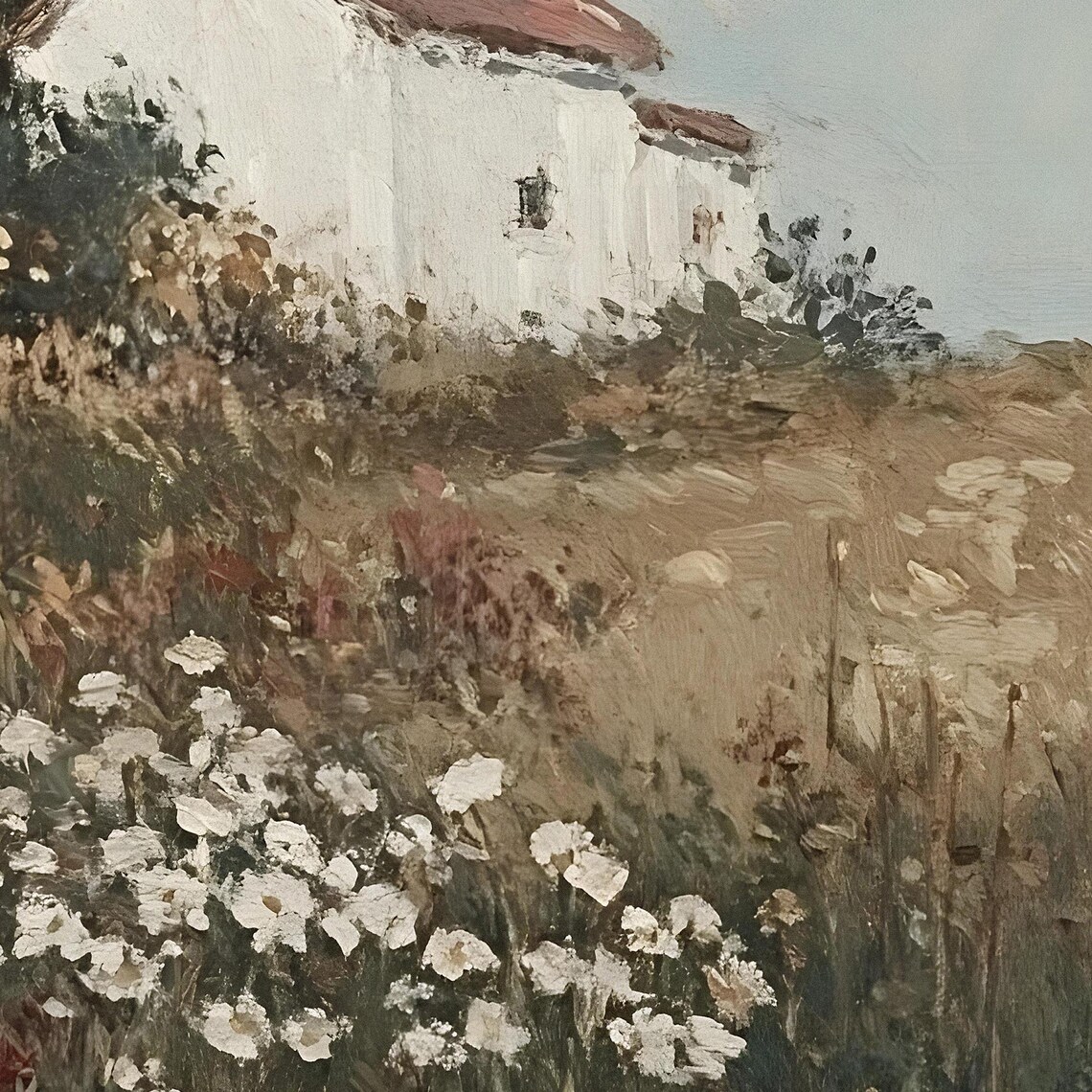 Vintage Rustic Cottage Painting, Moody Floral Garden Path - Image 2