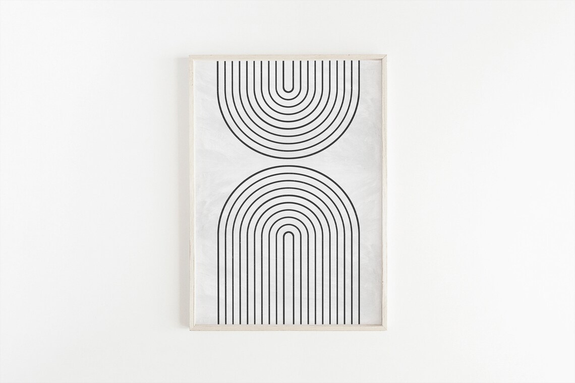 Abstract Shapes Rainbow Minimalist Mid-Century Art Print - Image 2