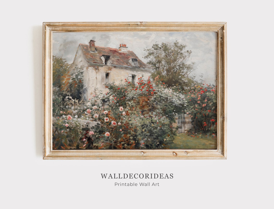 Cottage Oil Painting Flower Farmhouse Art Print Wildflower Cottage Oil Painting Cottagecore Painting