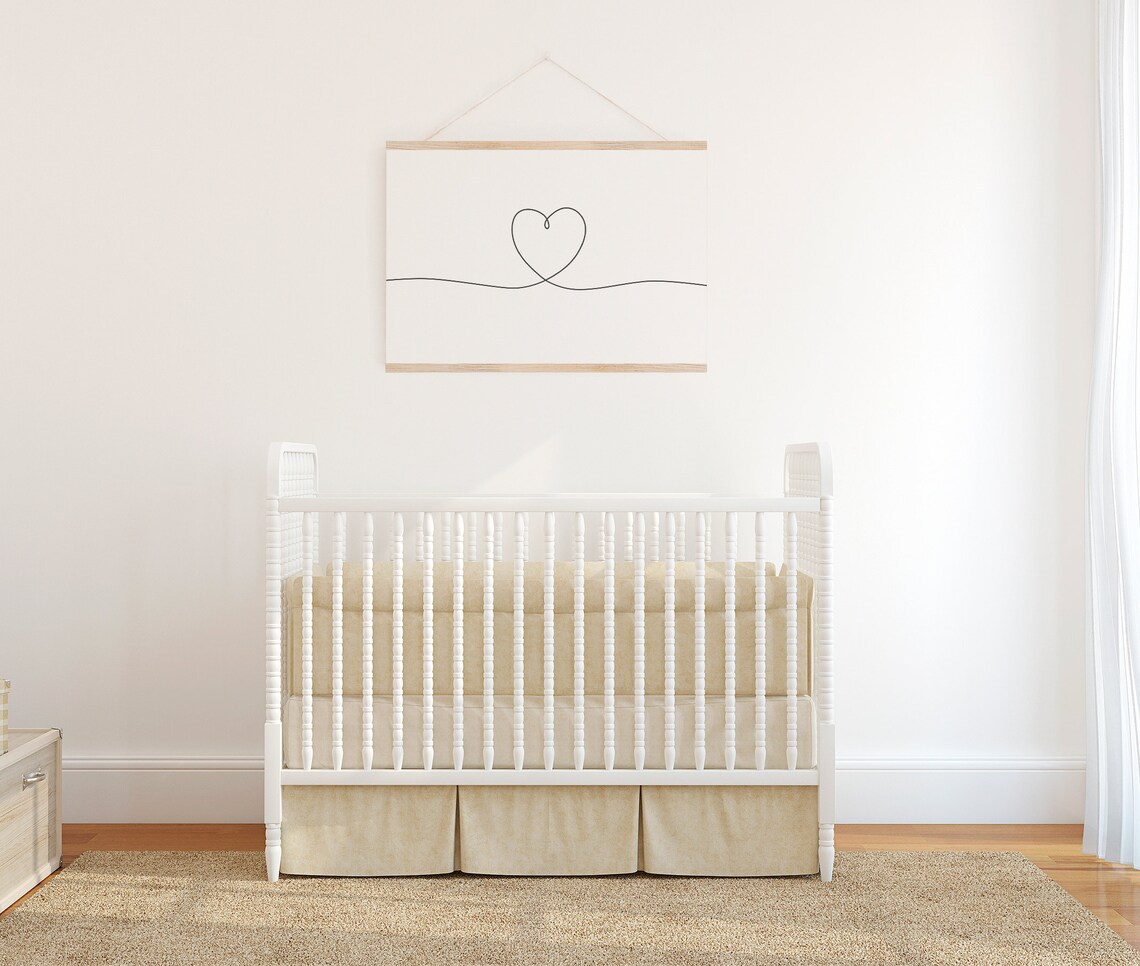Minimal Heart Nursery Decor Line Heart Art Print - Image 3