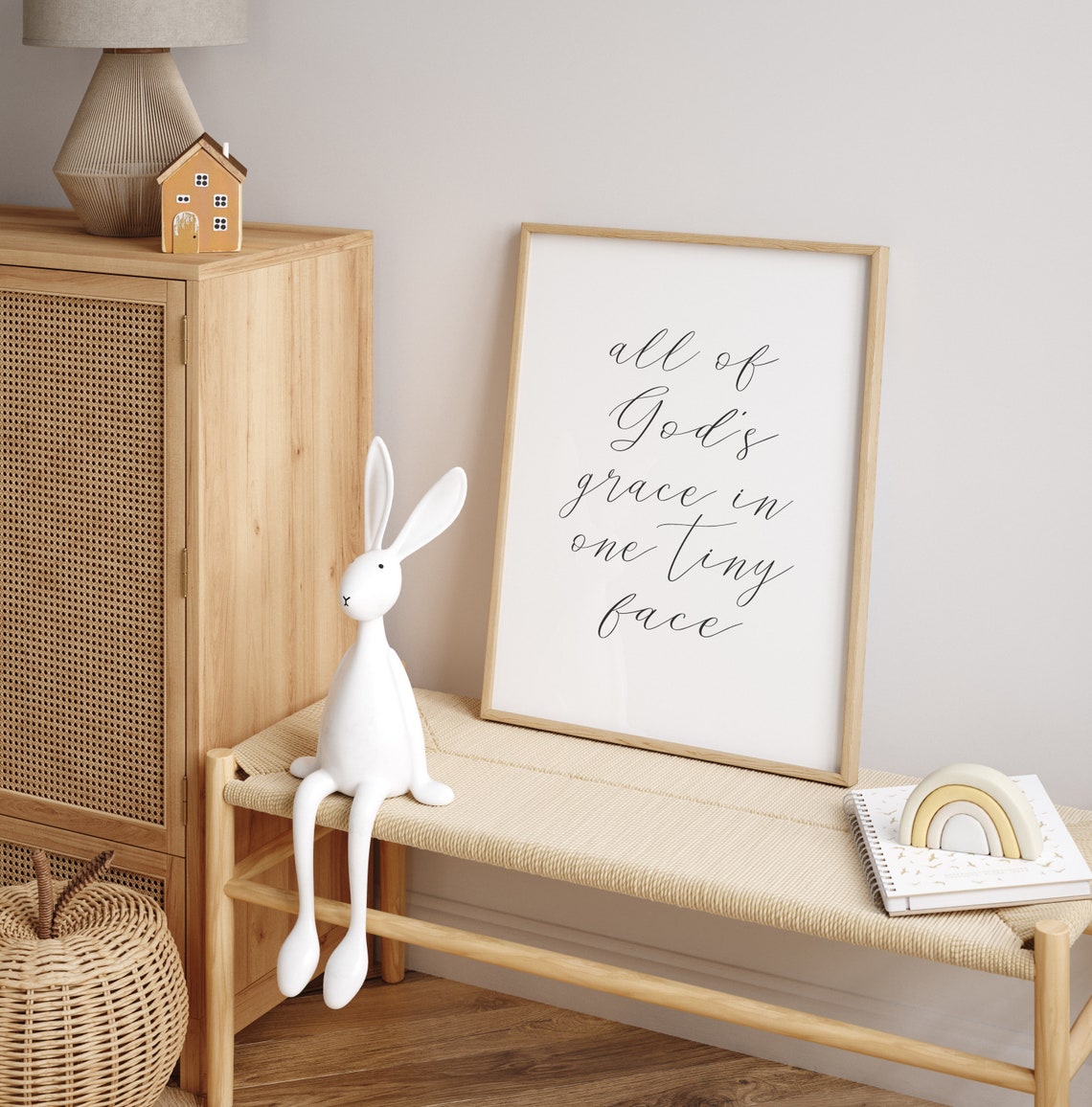 All of Gods Grace in One Tiny Face Nursery Script Quote Poster - Image 3