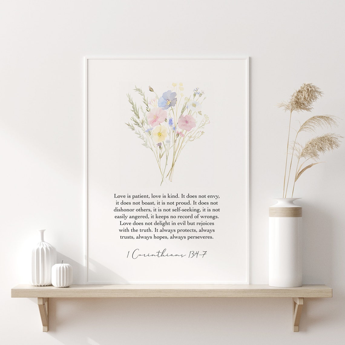 Art 1 Corinthians 134 7 Love Bible Verse Christian Wall Art Inspirational Decor Faith Scripture Print - Image 2