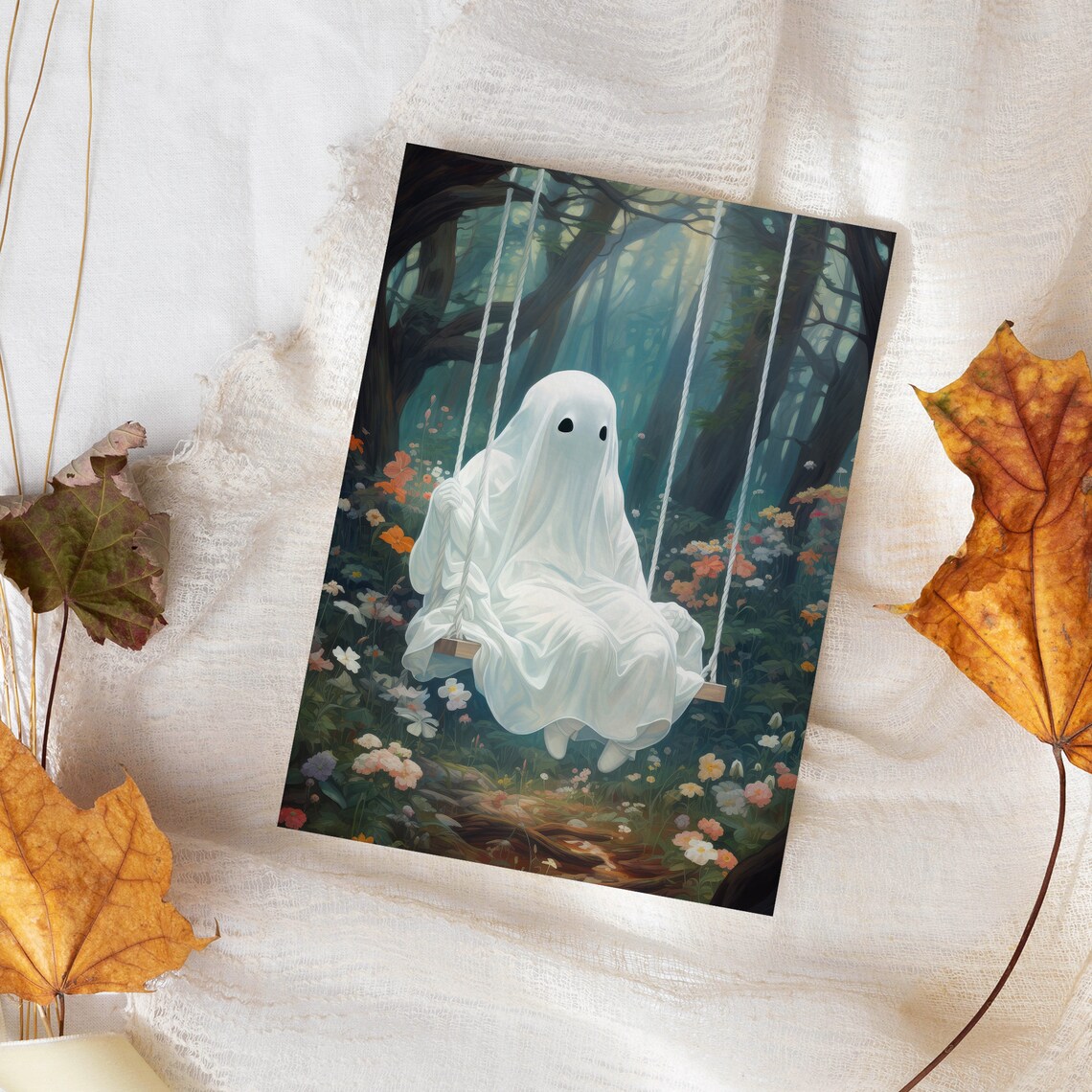 Ghost On The Swing, Spooky Dark Academia Art Print - Image 4