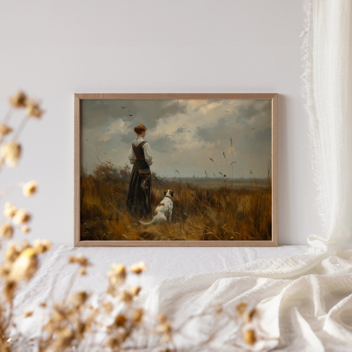 Vintage Woman Portrait With Dog, Moody Art Print - Image 4