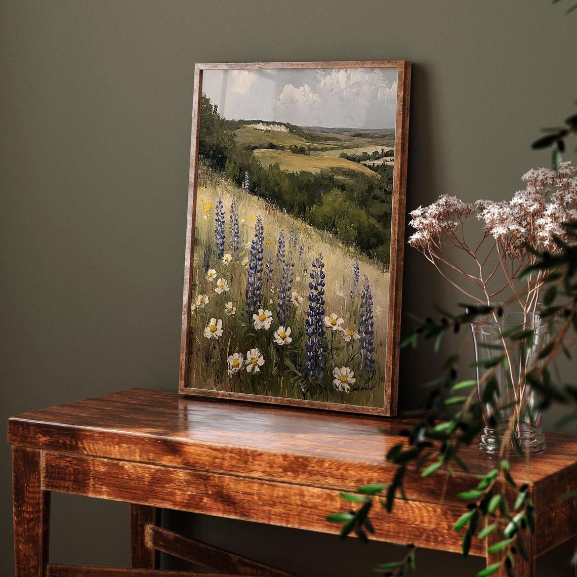 Purple Lupines And Daisies On Hillside Vintage Countryside Poster - Image 6