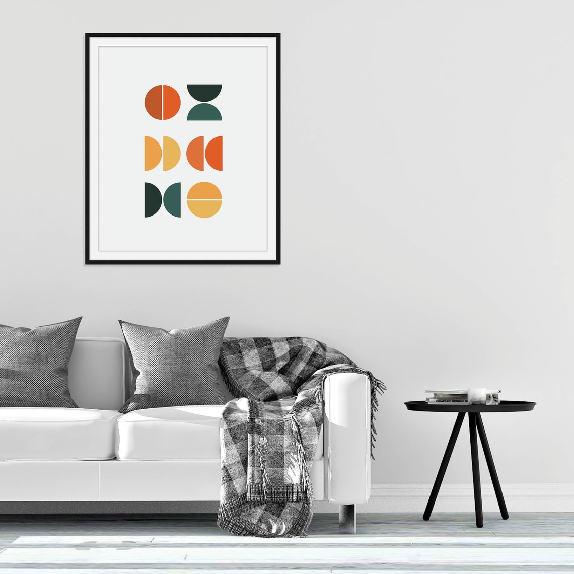 Mid Century Modern Geometric Half Circle Retro Abstract Wall Art