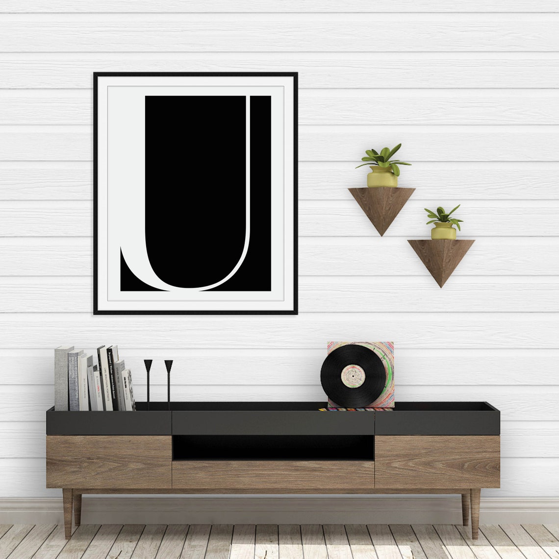 Initial Letter Art White Serif On Black Bold Typography Poster - Image 2
