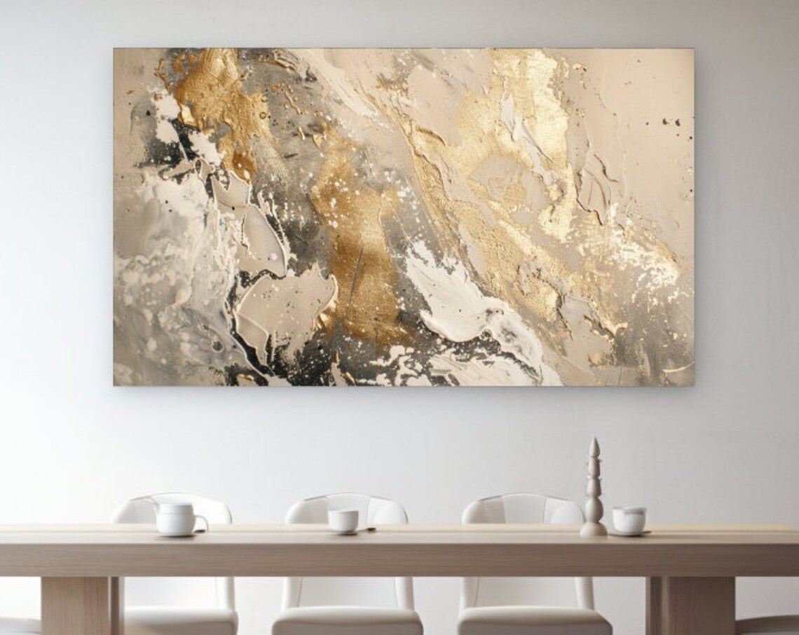 Beige Gold Abstract Design, Aesthetic Wall Art Print